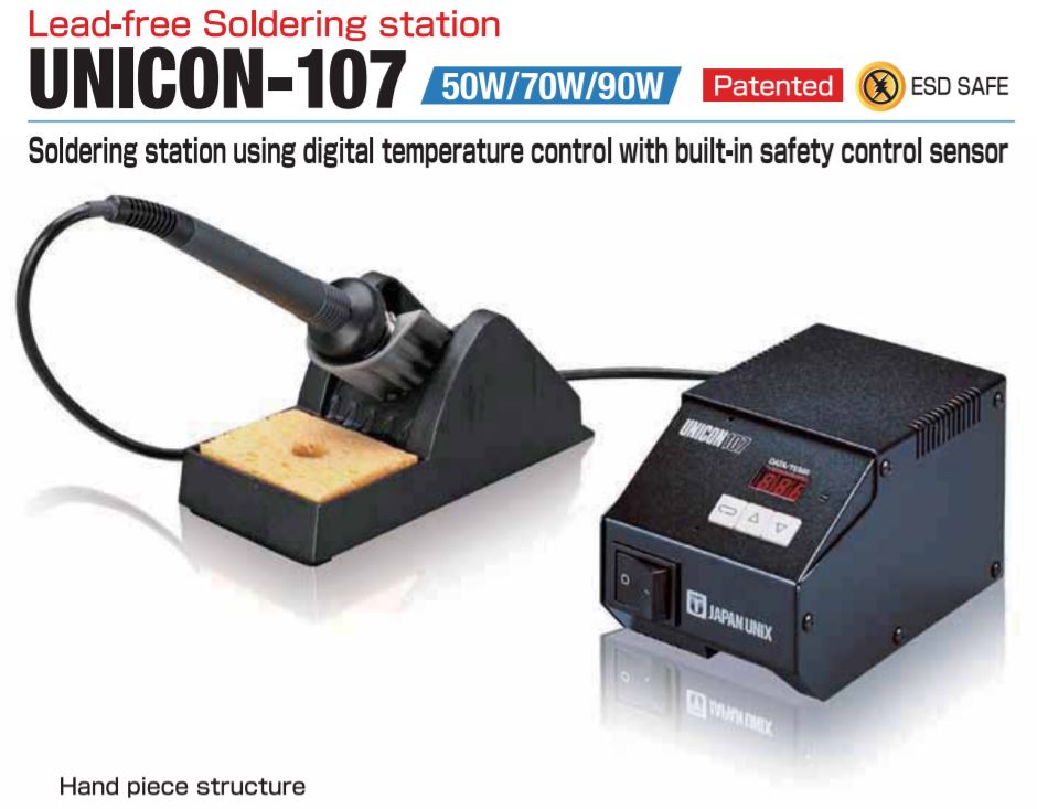 Soldering Station - Lead Free Compatible Soldering Iron/Nitrogen Gas Flow Meter Integrated [UNICON-107F]